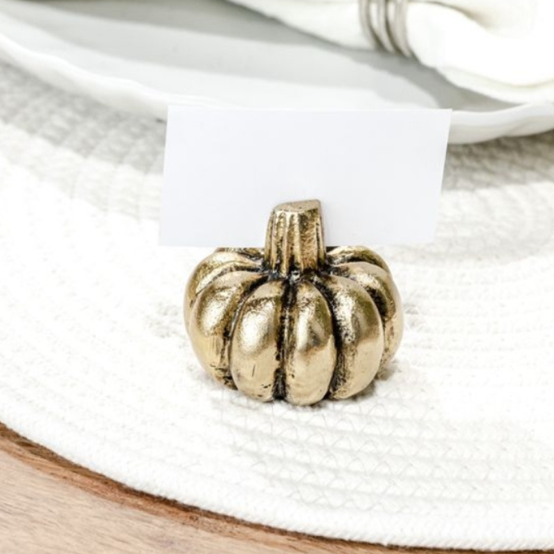 Gold Pumpkin Place Card Holder