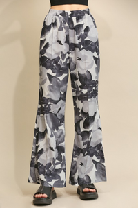 Gray Floral Palazzo Pant