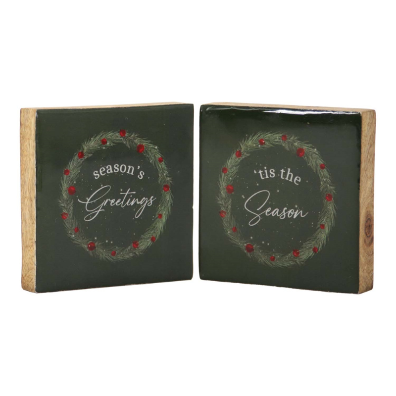 Green Enamel Holiday Season Block