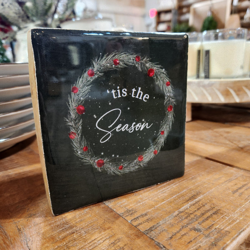 Green Enamel Holiday Season Block
