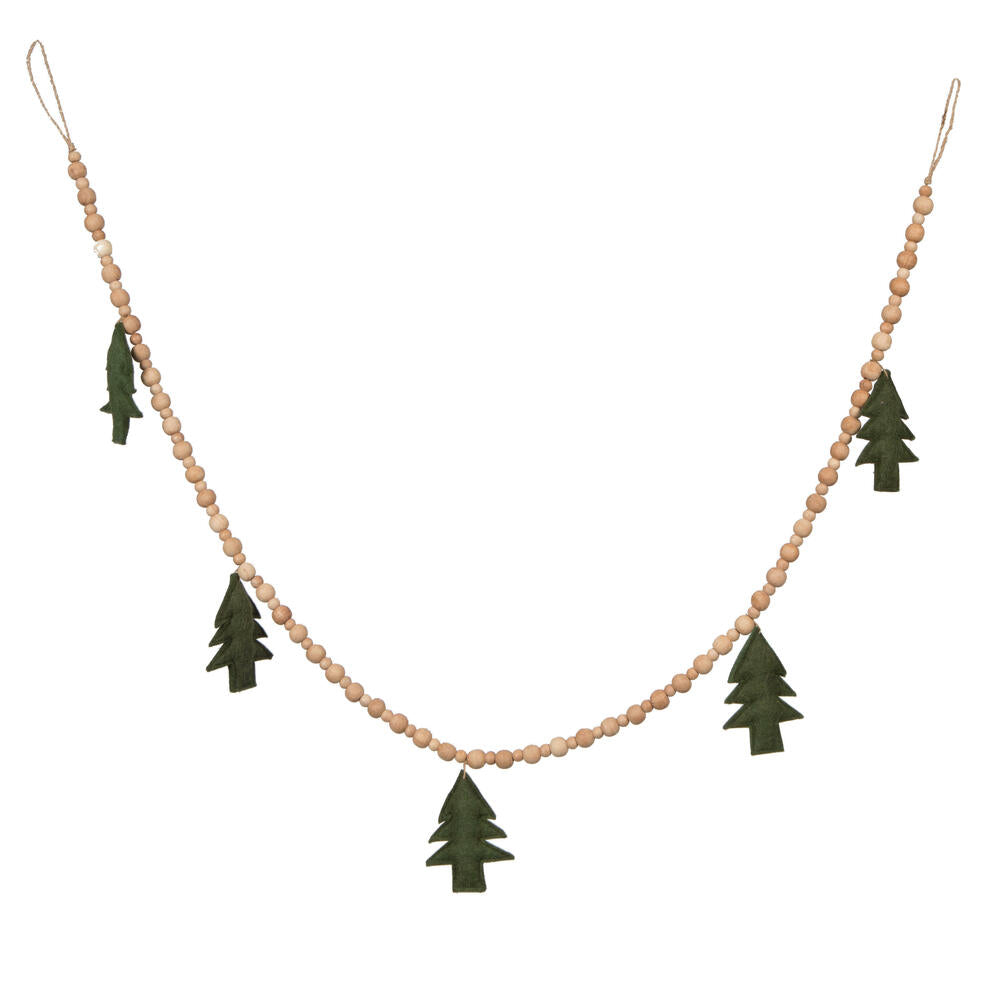 Green Felt Tree Beaded Garland