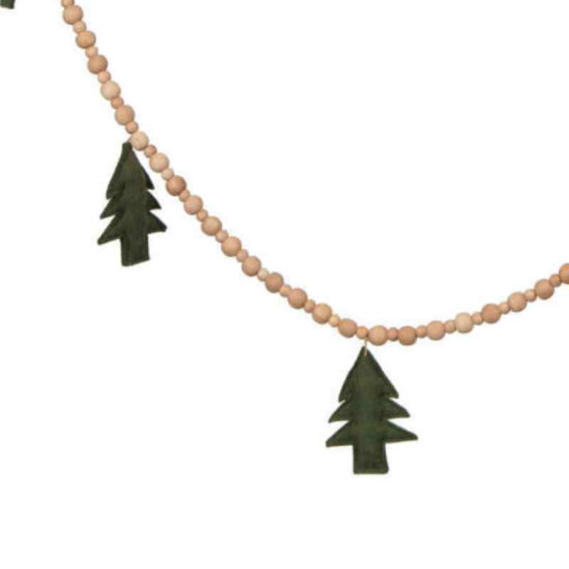 Green Felt Tree Beaded Garland