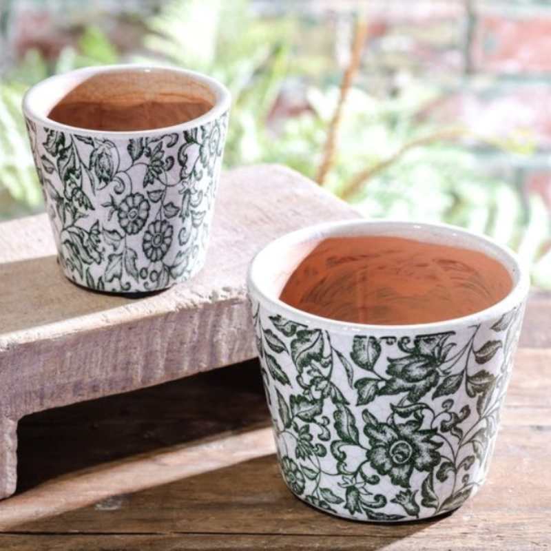 Green Floral Pot