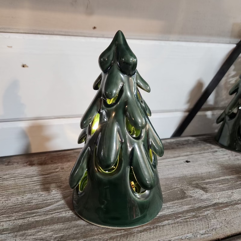 Green LED Stoneware Tree