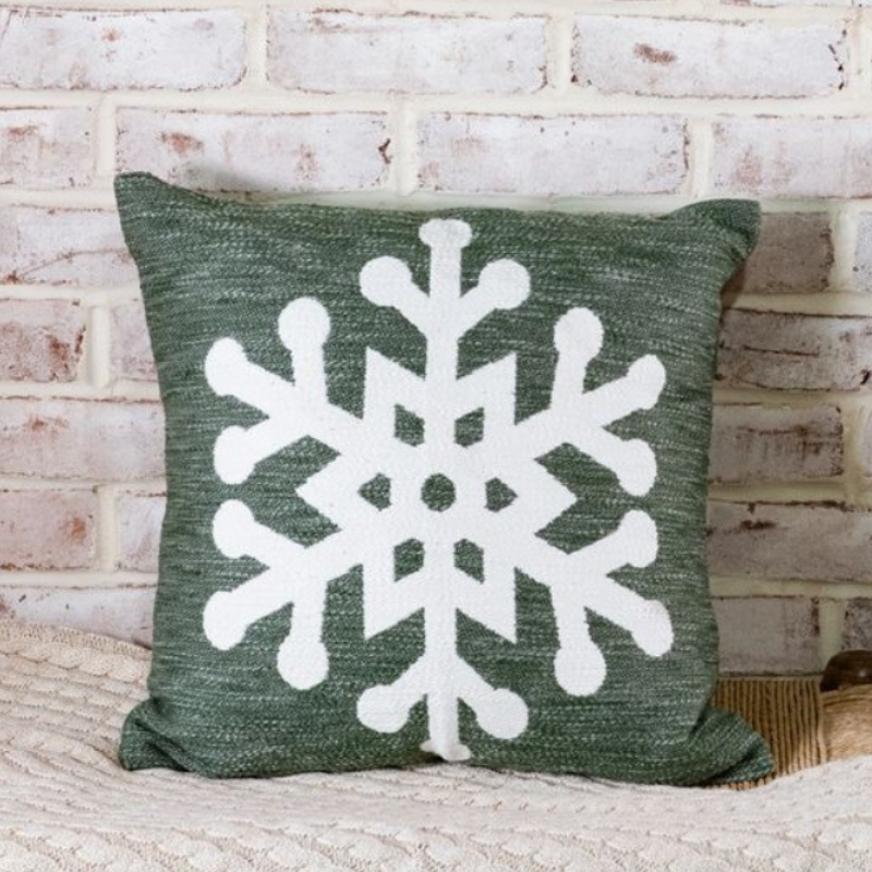 Green Snowflake Pillow