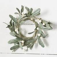 white berry mistletoe candle ring wreath