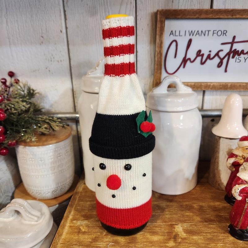 Holiday Wine Bottle Cover-snowman