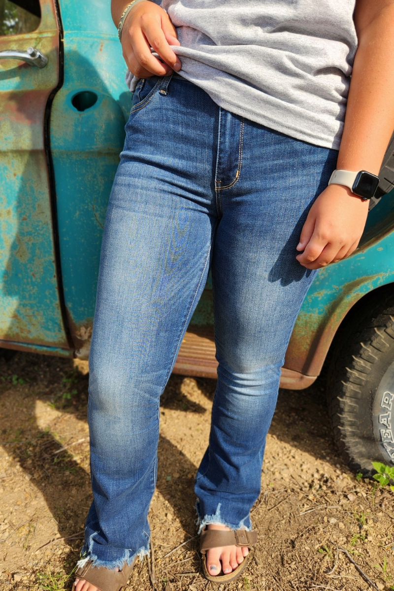 Judy Blue Distressed Hem Bootcut Jean