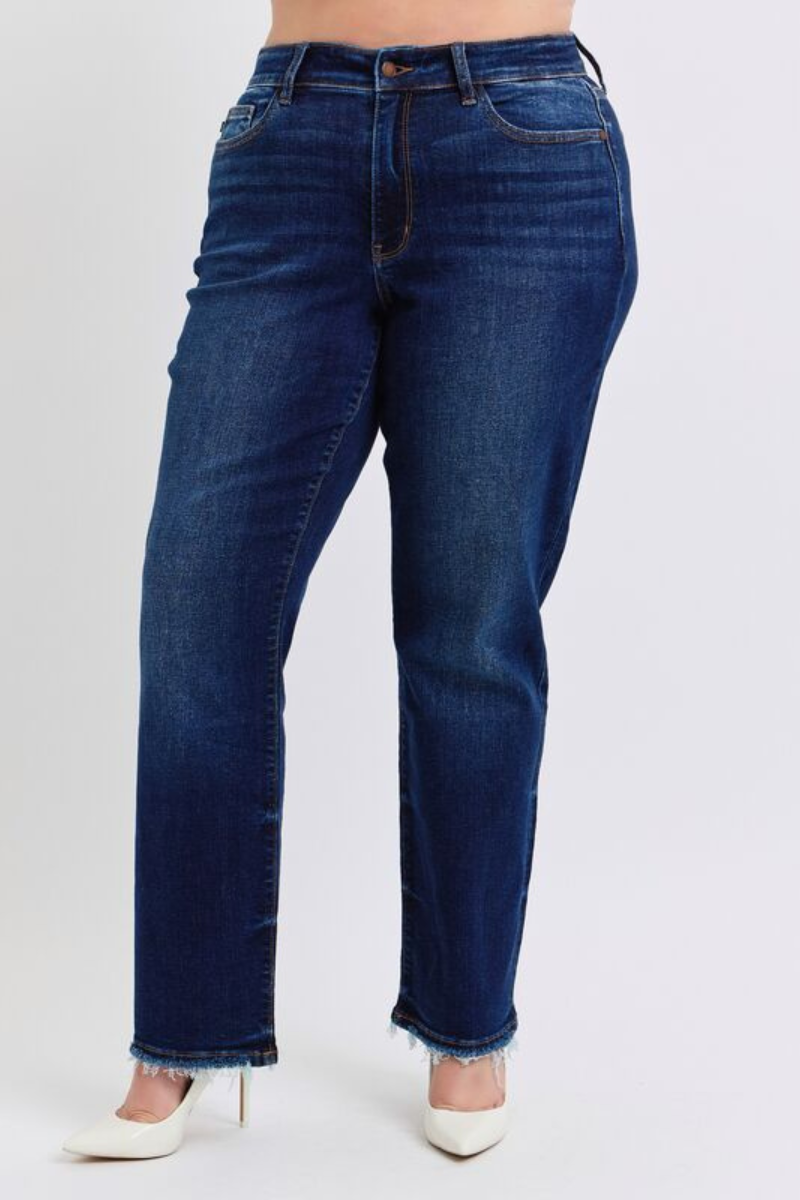 Judy Blue Frayed Hem Straight Jean