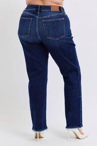 Judy Blue Frayed Hem Straight Jean