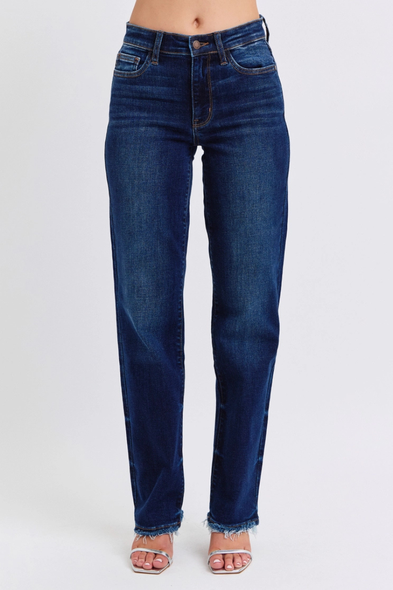 Judy Blue Frayed Hem Straight Jean