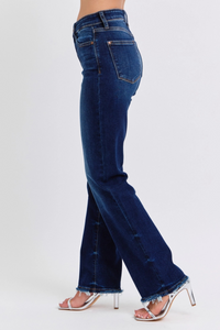 Judy Blue Frayed Hem Straight Jean