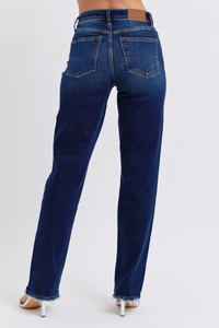 Judy Blue Frayed Hem Straight Jean
