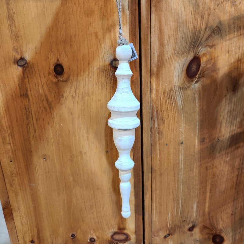 Large White Wood Finial Ornament