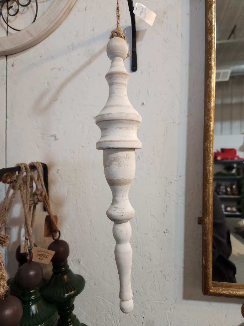 Large White Wood Finial Ornament