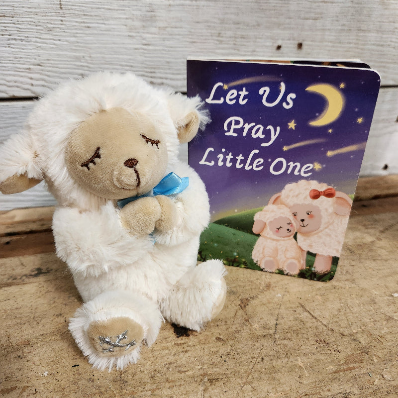 Let Us Pray Board Book with Plush Lamb
