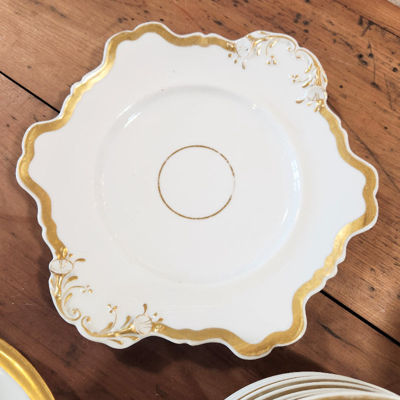 Vintage Gold Trim & White China
