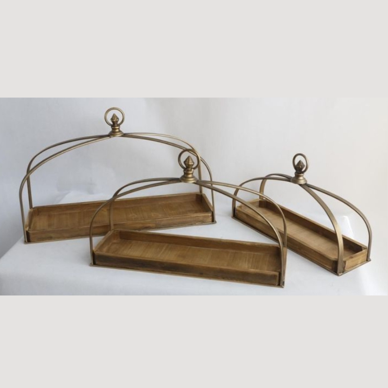 Bronze Arched Wood Tray