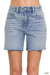 Mid-Rise Light Denim Shorts