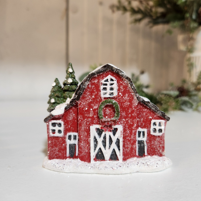 Mini Resin Snowy Barn