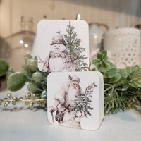 Mini Vintage Christmas Block-Santa