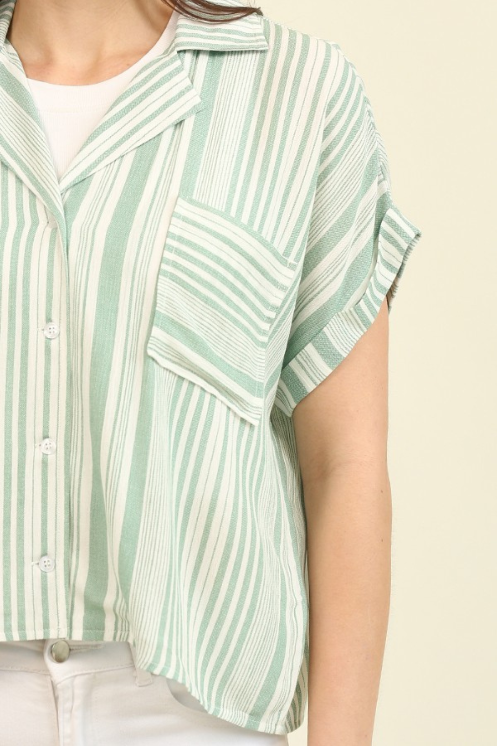 Mint Stripe Button Shirt