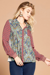 Mix Print Button Down Shirt