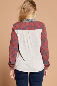 Mix Print Button Down Shirt