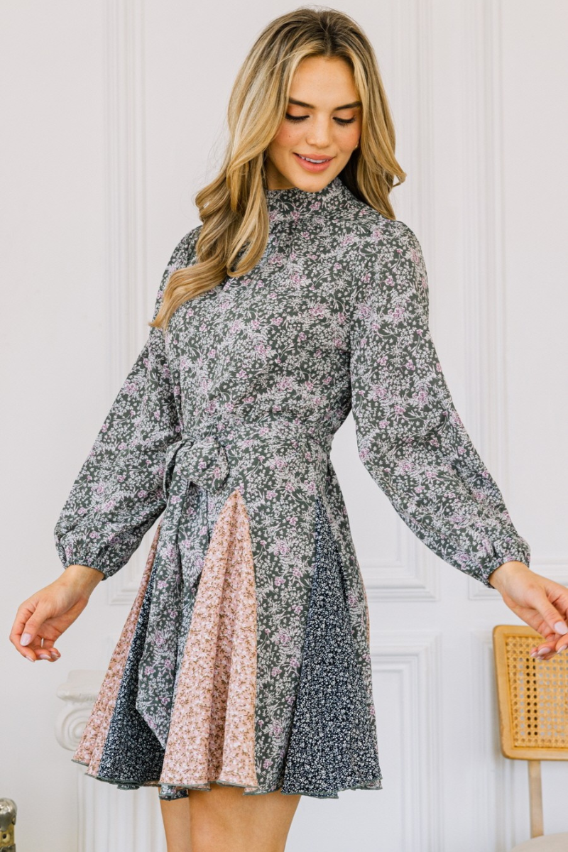 Olive Mock Neck Mini Dress