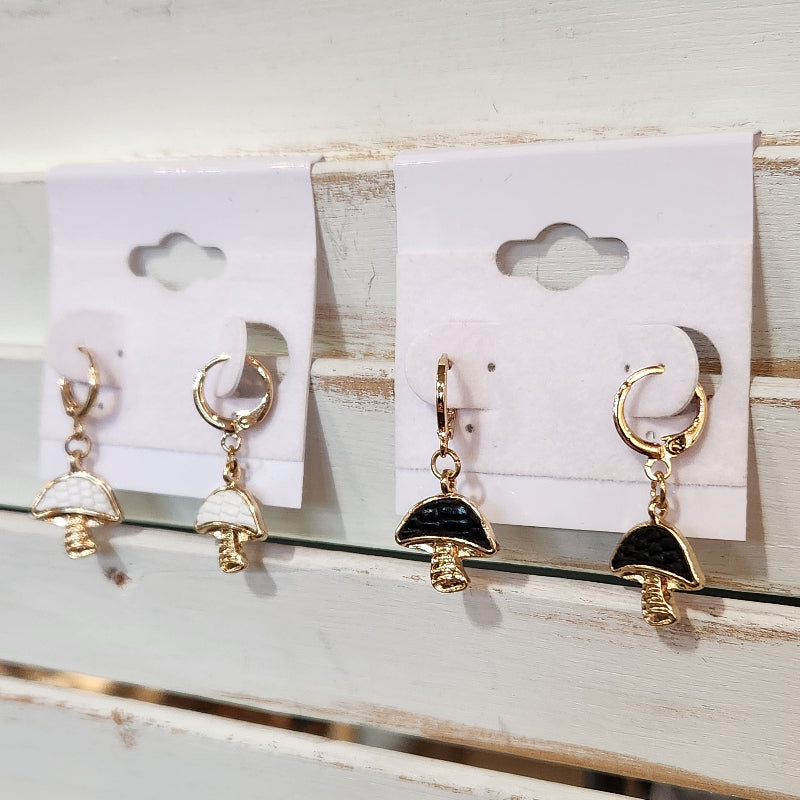 Mushroom Dangle Hoop Earrings