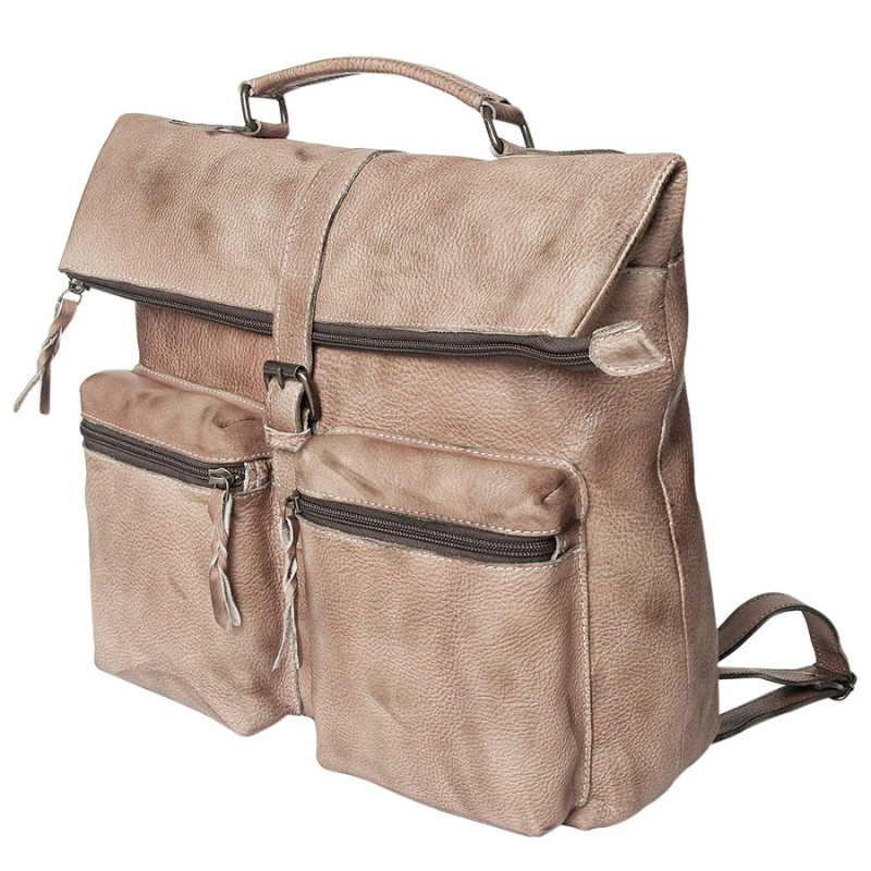 Leather Fold-Over Backpack