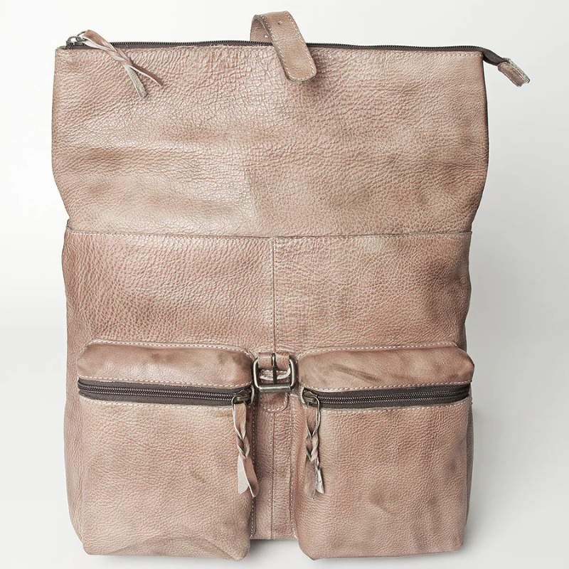 Leather Fold-Over Backpack
