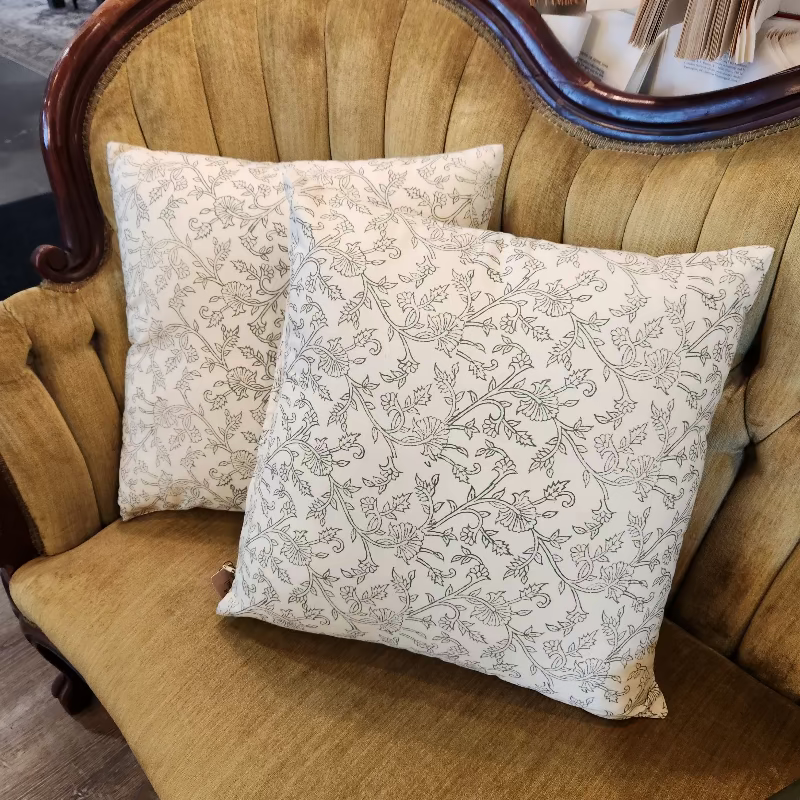 Olive Budding Stems Pillow