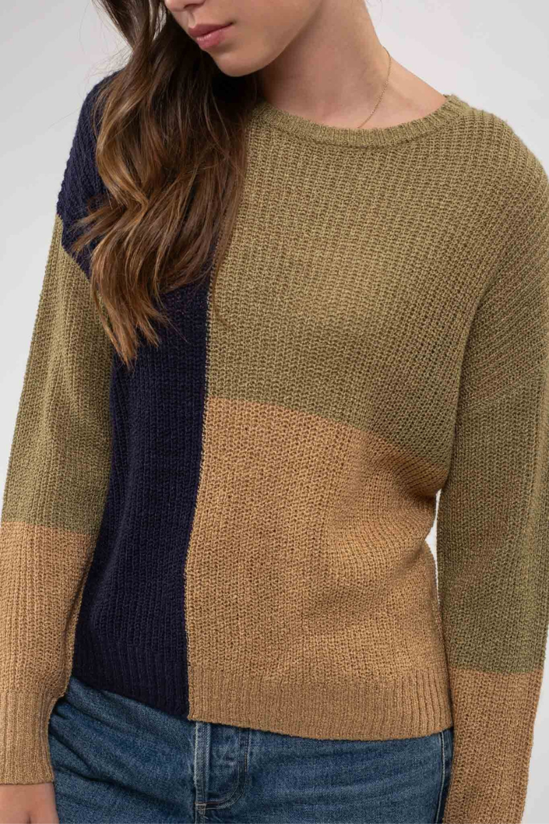 Olive Colorblock Sweater