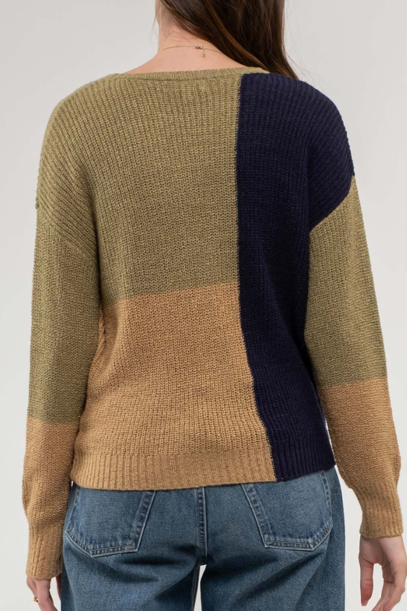 Olive Colorblock Sweater