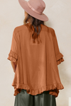One Size Ruffle Hem Blouse