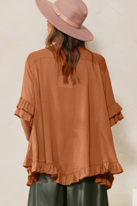 One Size Ruffle Hem Blouse
