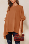 One Size Ruffle Hem Blouse