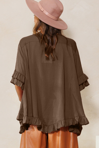 One Size Ruffle Hem Blouse