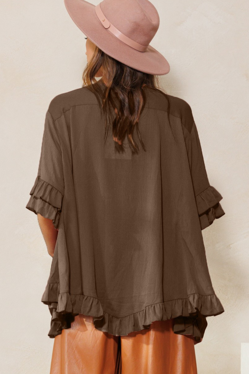 One Size Ruffle Hem Blouse