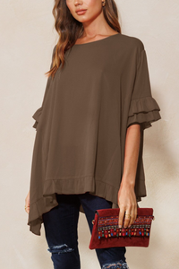 One Size Ruffle Hem Blouse