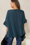 One Size Ruffle Hem Blouse