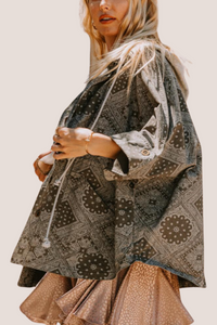 Oversized Pattern Hooded Jacket