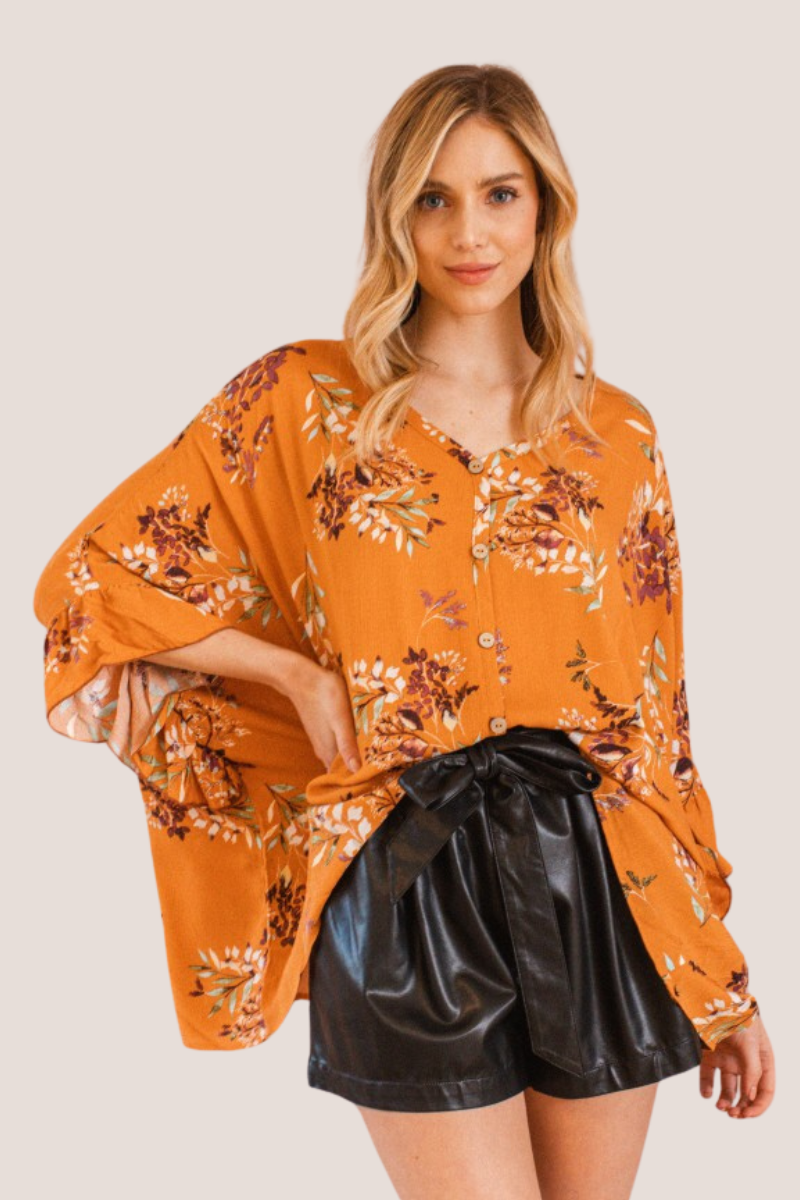 Oversized Floral Tunic Top
