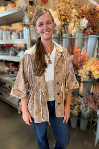 Oversized Pattern Hooded Jacket