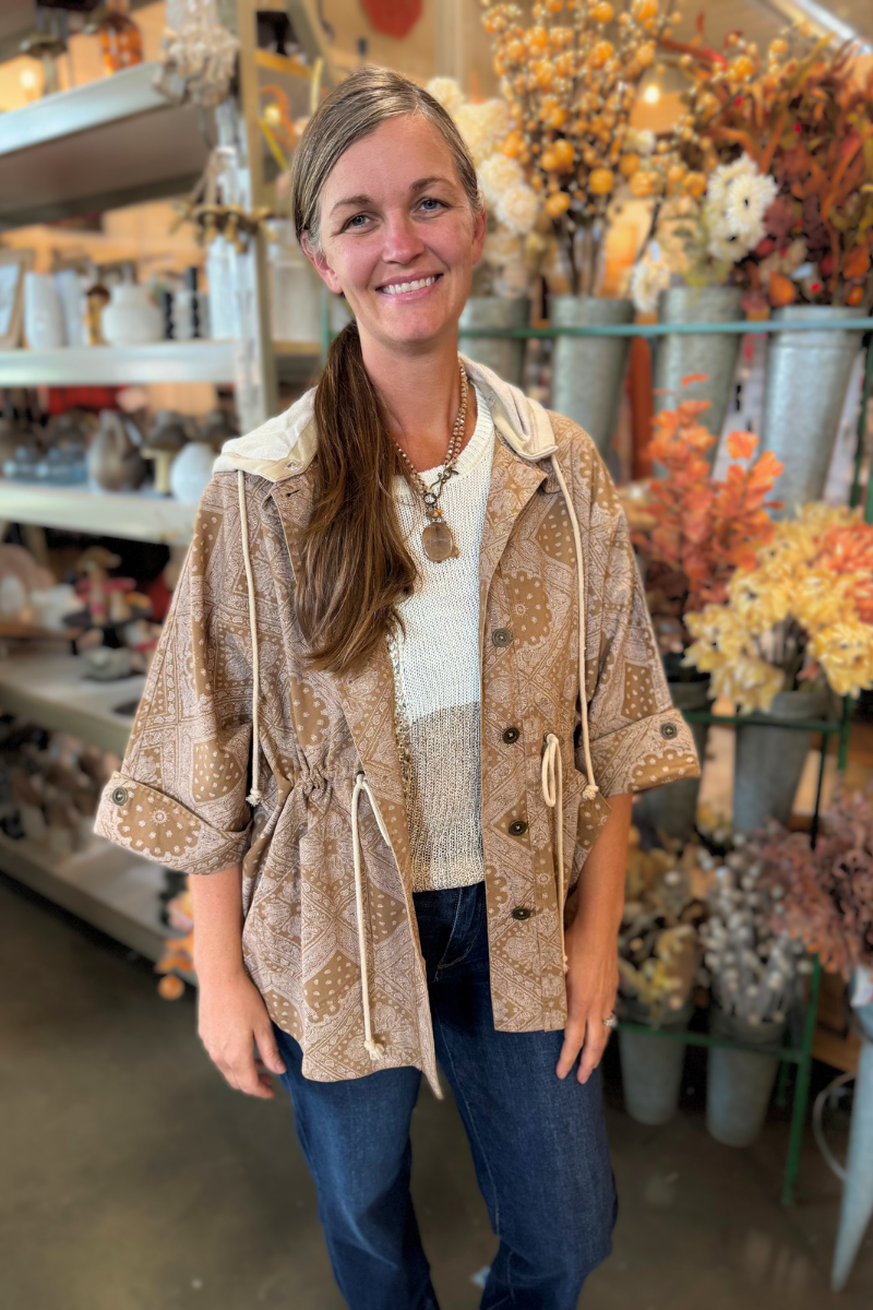 Oversized Pattern Hooded Jacket