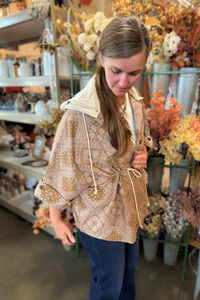 Oversized Pattern Hooded Jacket
