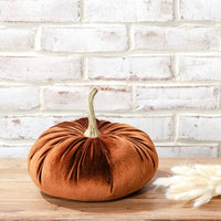 large rust velvet pumpkin 10 inches