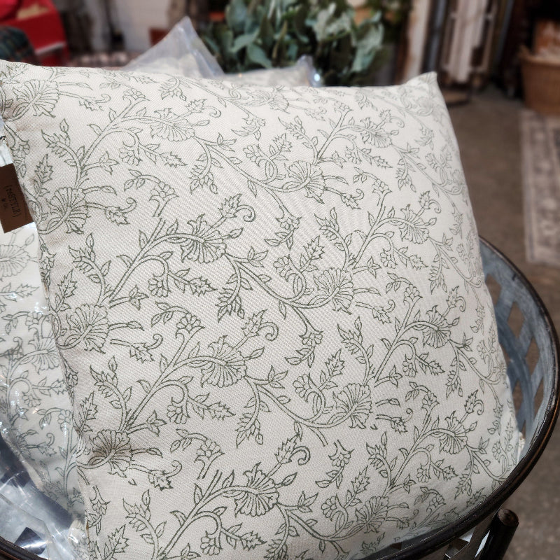 Olive Budding Stems Pillow