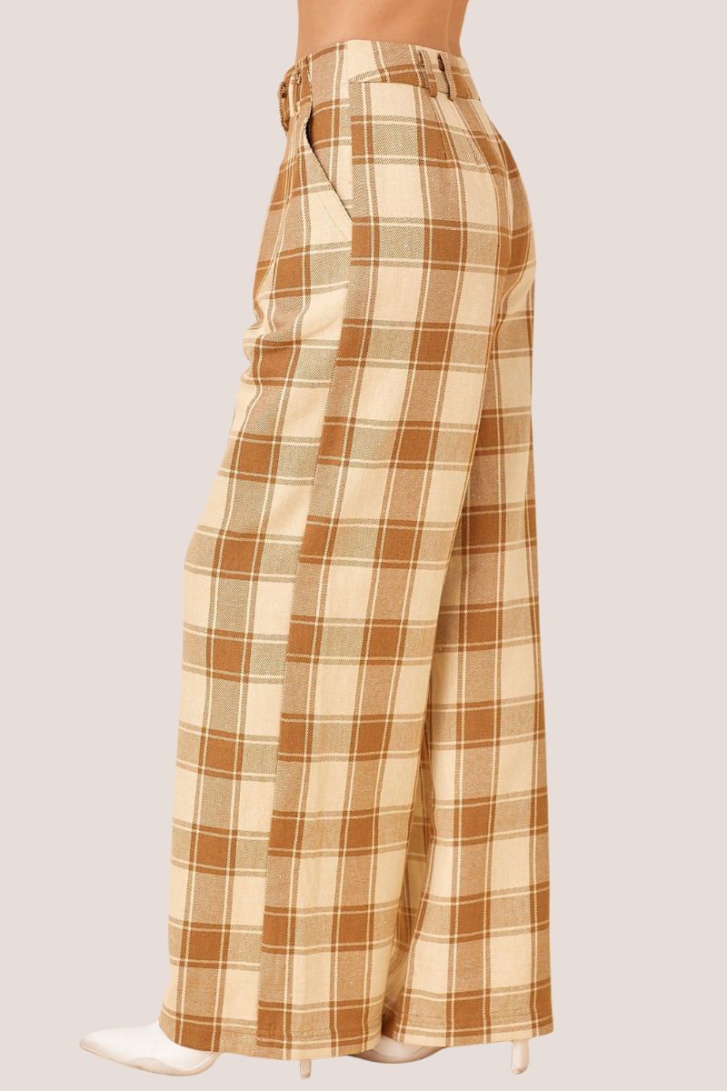 Plaid Wide Leg Trousers